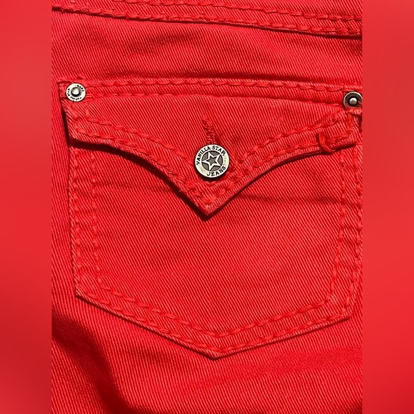 Vanilla Star Women's Red Distressed Cropped Jeans Size 7 - Picture 15 of 16